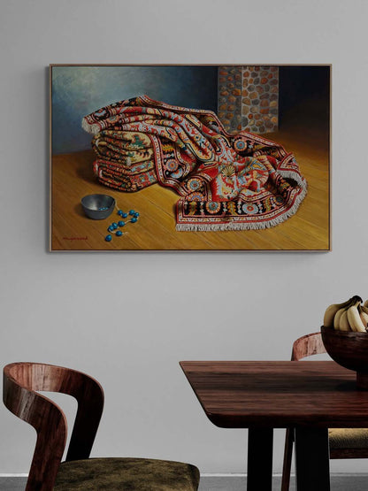 Kilimli Natürmort Yağlı Boya Tablosu