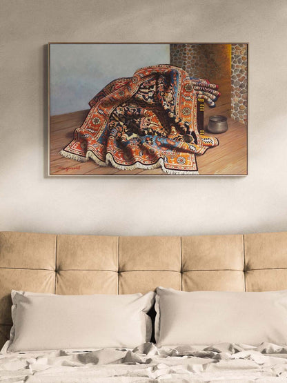 Zamanın Üzerine Serili Yağlı Boya Tablosu