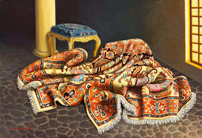 Motifli Natürmort Yağlı Boya Tablosu