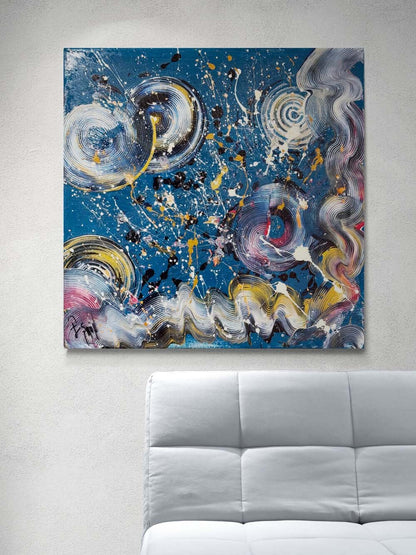 Mavide Altın Kanatlar Yağlı Boya Tablosu