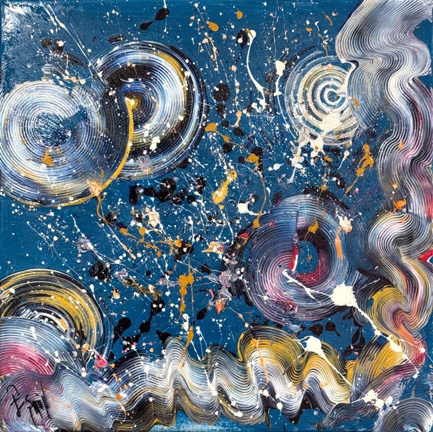 Mavide Altın Kanatlar Yağlı Boya Tablosu