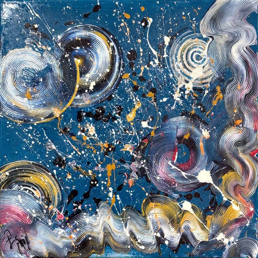 Mavide Altın Kanatlar Yağlı Boya Tablosu