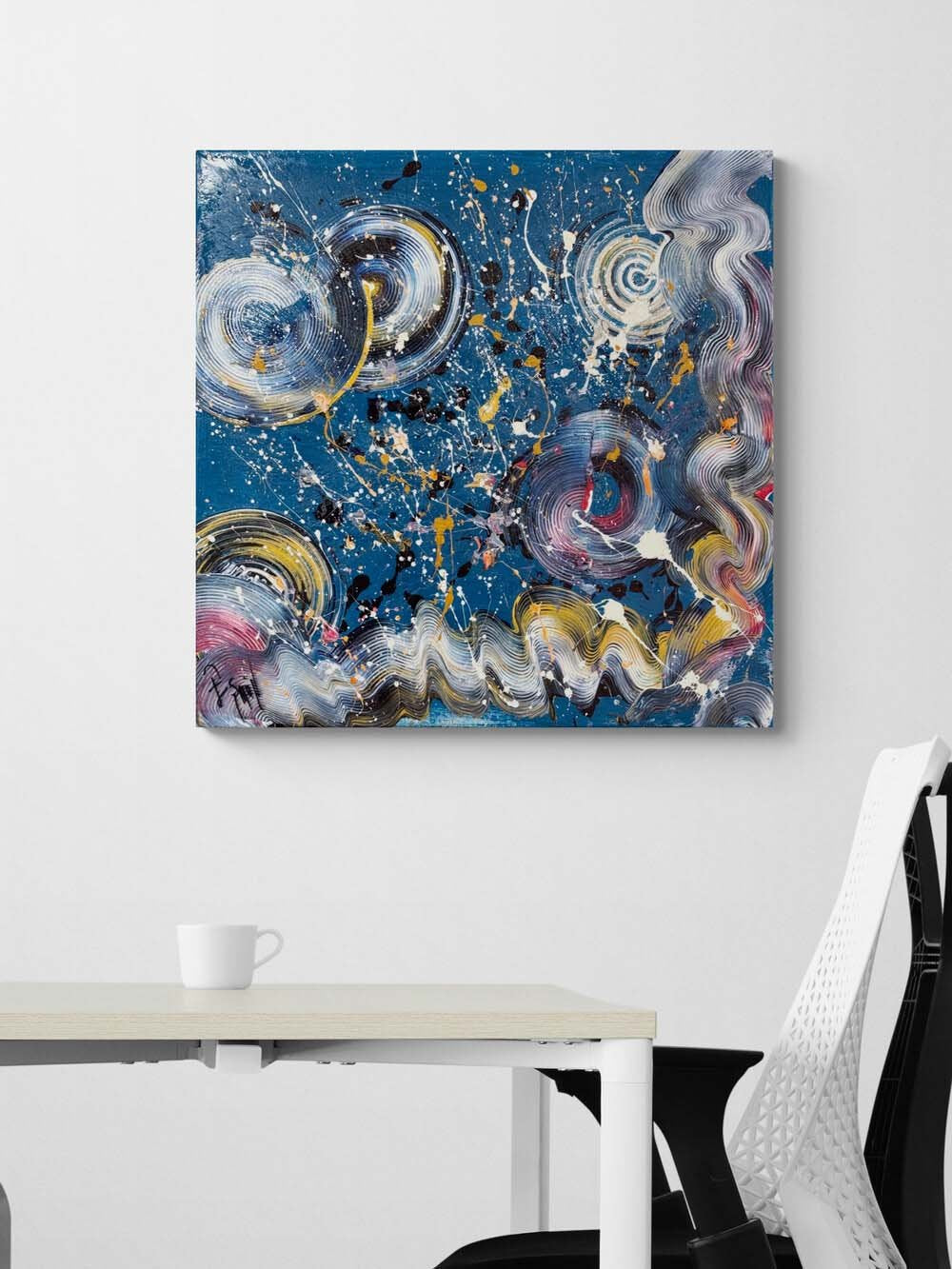 Mavide Altın Kanatlar Yağlı Boya Tablosu