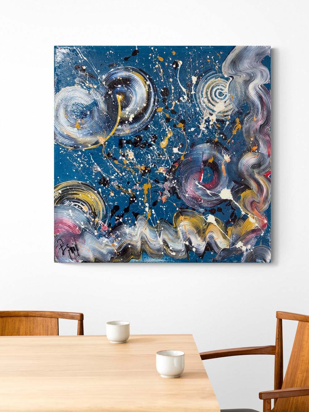 Mavide Altın Kanatlar Yağlı Boya Tablosu