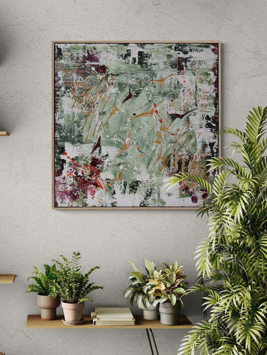 Çizgide Kuşlar Yağlı Boya Tablosu