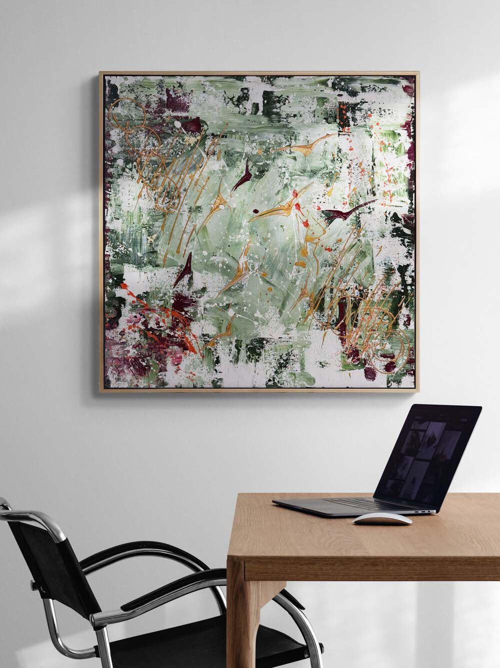 Çizgide Kuşlar Yağlı Boya Tablosu