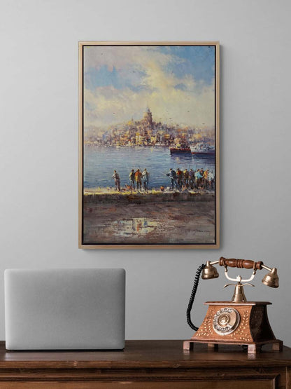 Boğazdan Galata'ya Yağlı Boya Tablosu