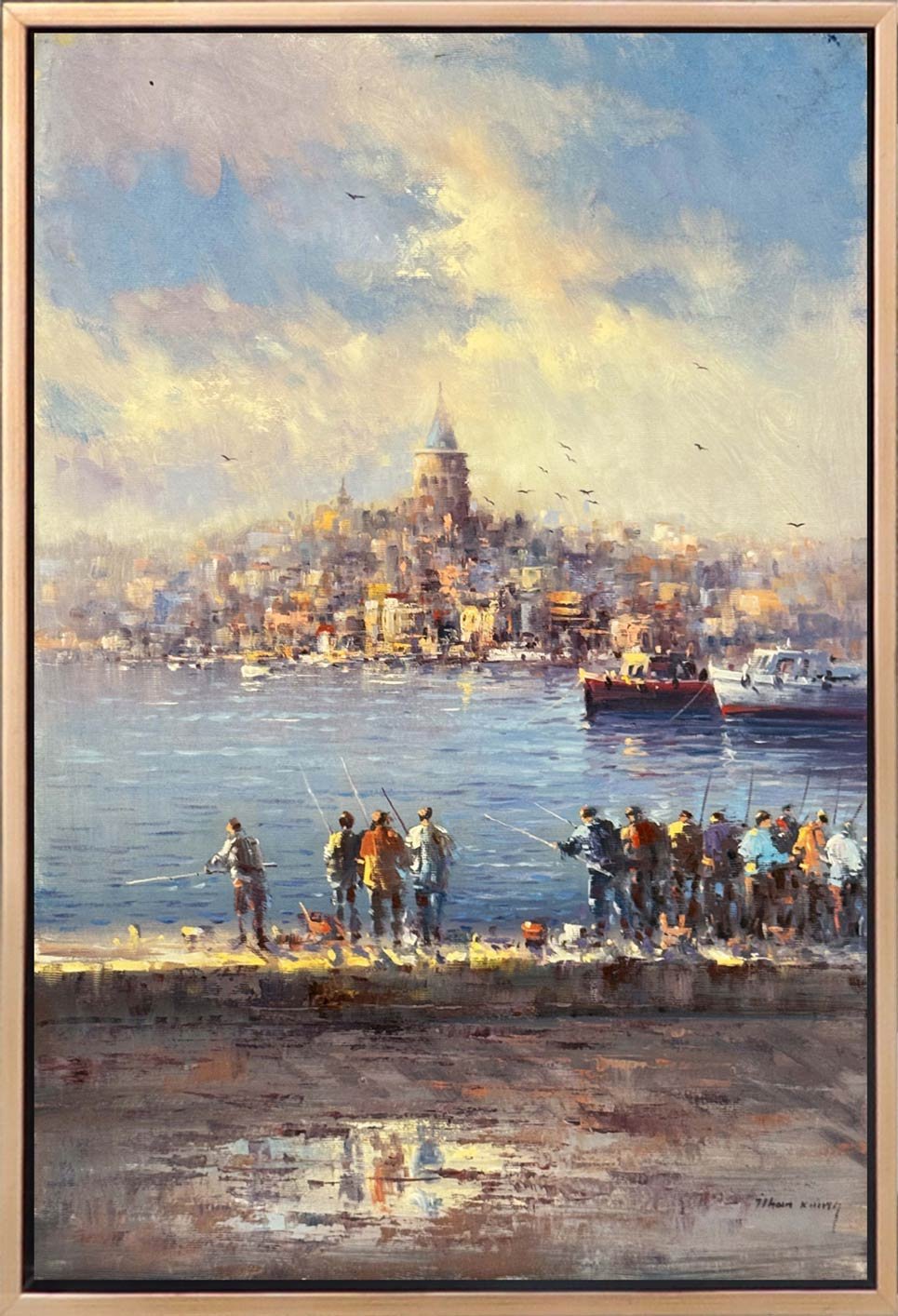 Boğazdan Galata'ya Yağlı Boya Tablosu
