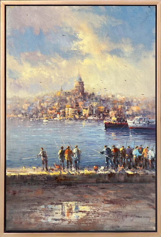 Boğazdan Galata'ya Yağlı Boya Tablosu