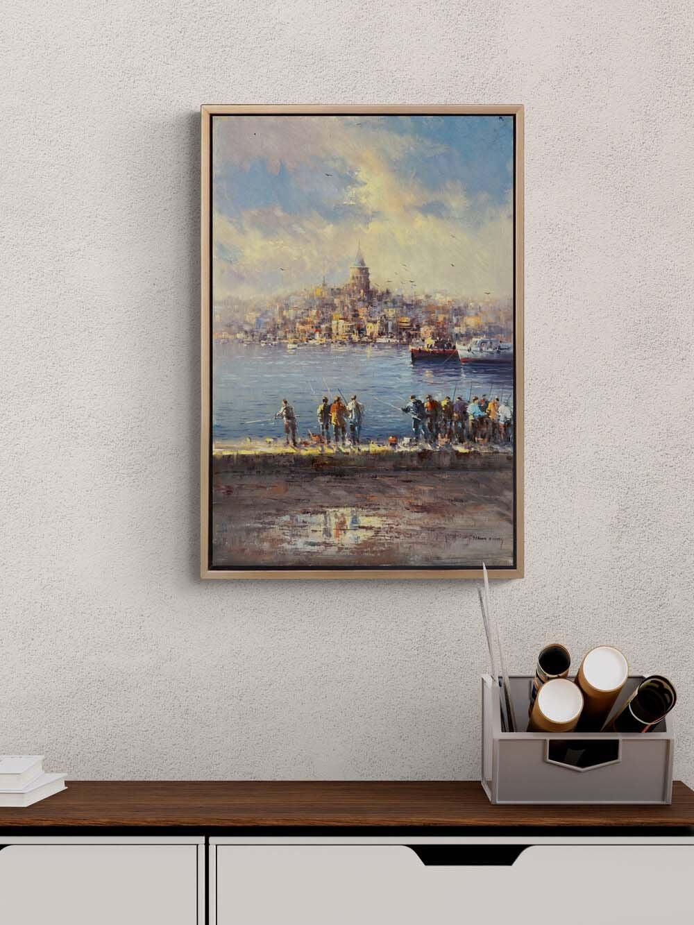Boğazdan Galata'ya Yağlı Boya Tablosu