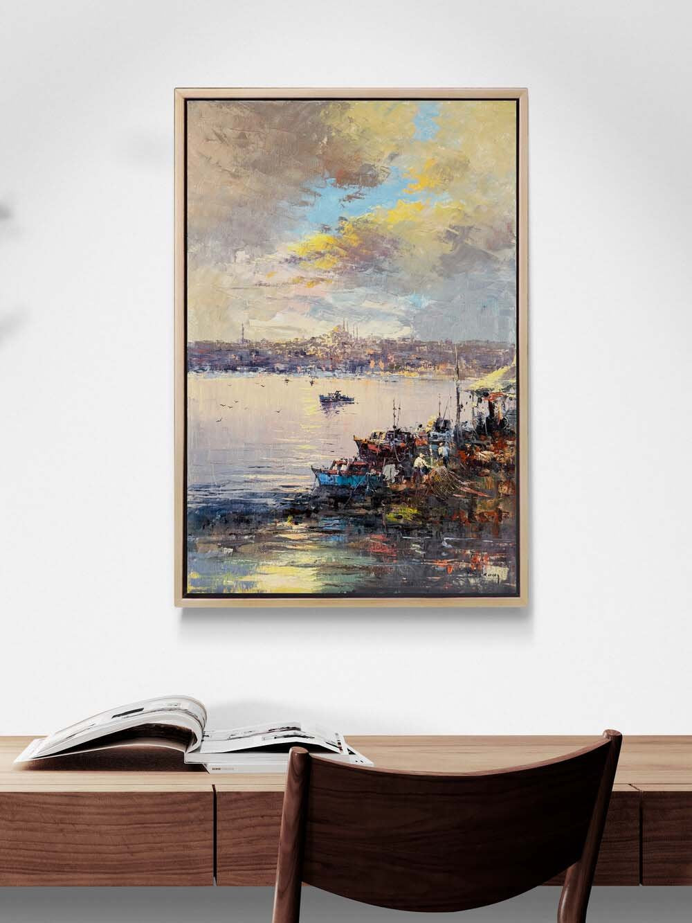 Sessizce İstanbul Boğazı Yağlı Boya Tablosu