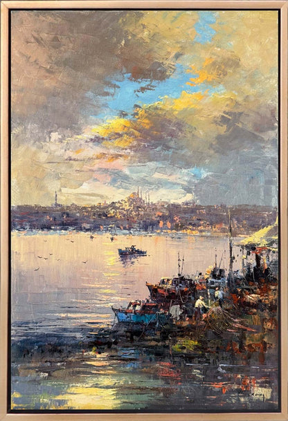Sessizce İstanbul Boğazı Yağlı Boya Tablosu