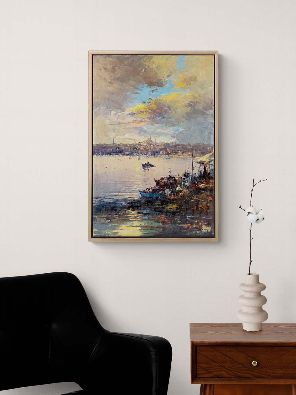 Sessizce İstanbul Boğazı Yağlı Boya Tablosu