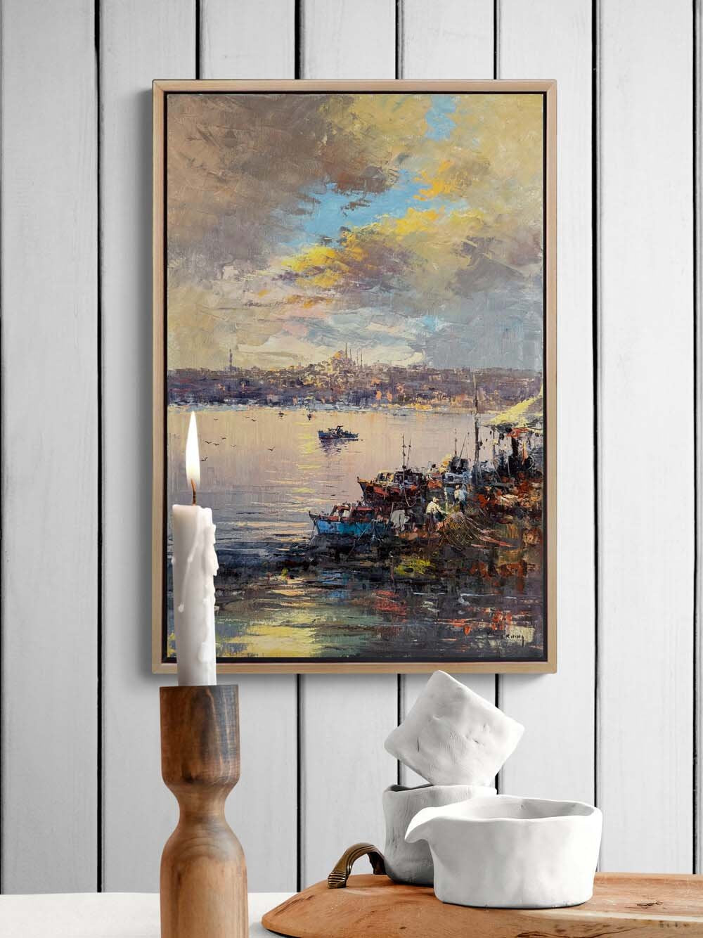 Sessizce İstanbul Boğazı Yağlı Boya Tablosu