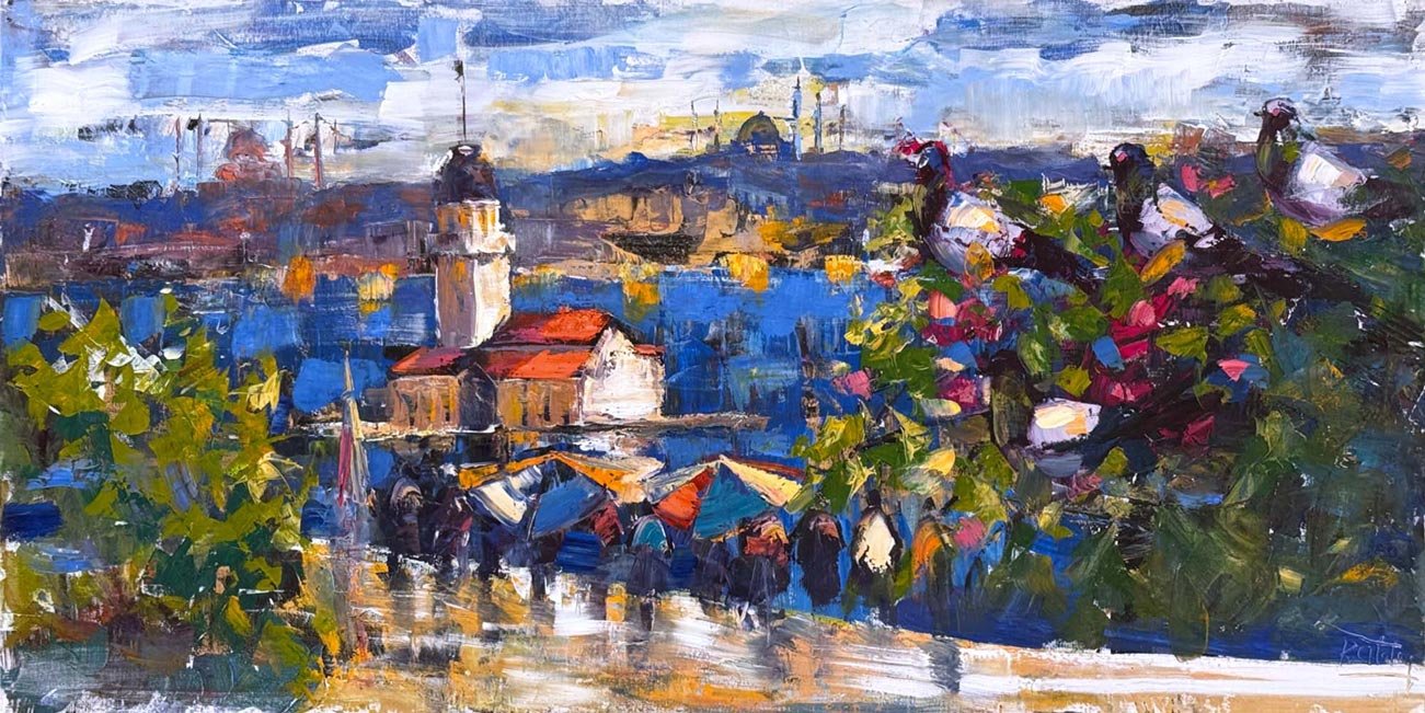 Kız Kulesi’nden Bakış Yağlı Boya Tablosu