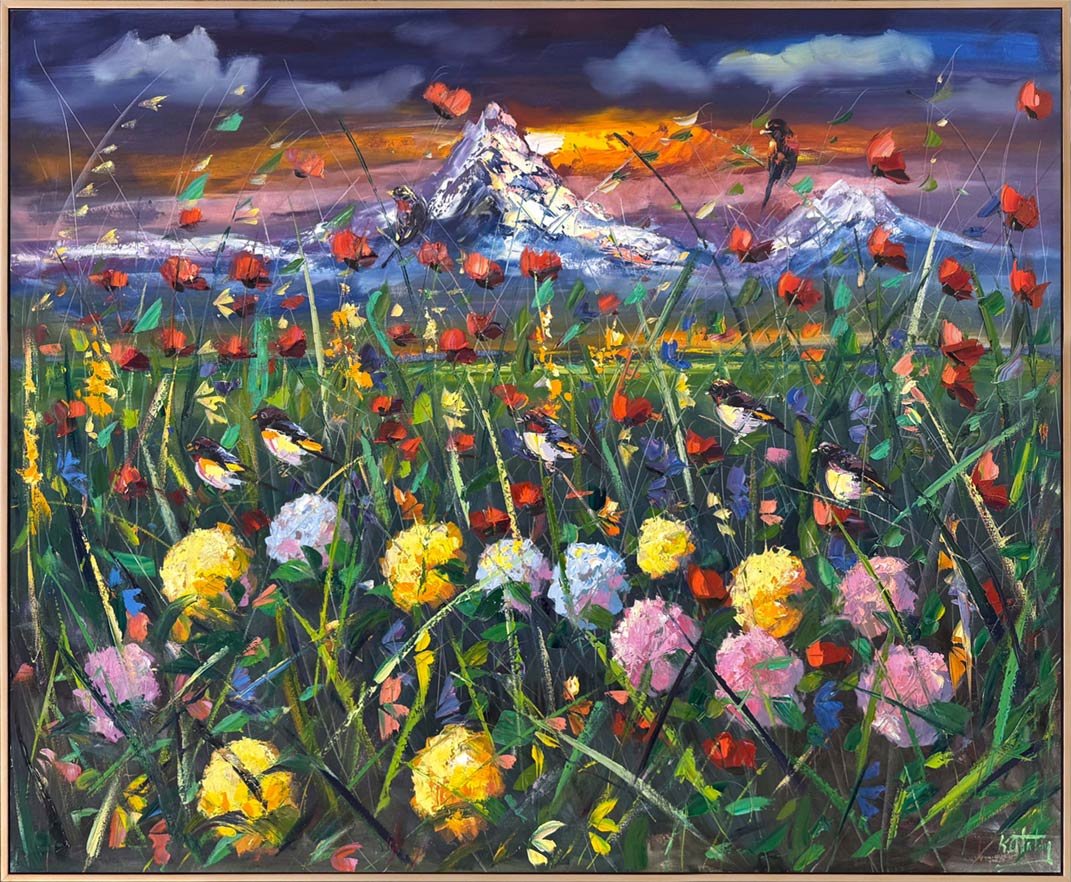 Akşam Vakti Kır Bahçesi Yağlı Boya Tablosu