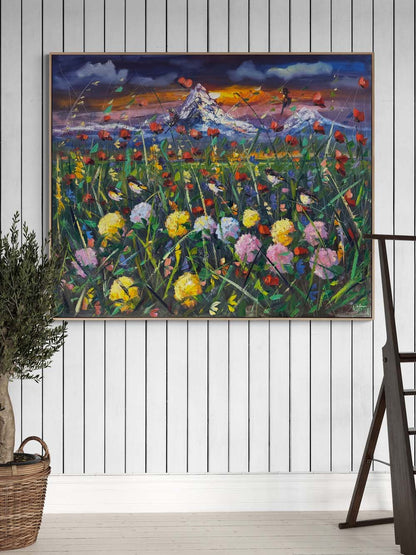 Akşam Vakti Kır Bahçesi Yağlı Boya Tablosu