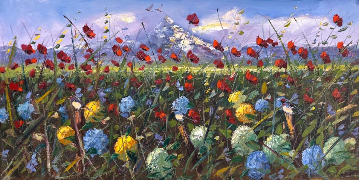 Kırlarda Manzara Yağlı Boya Tablosu