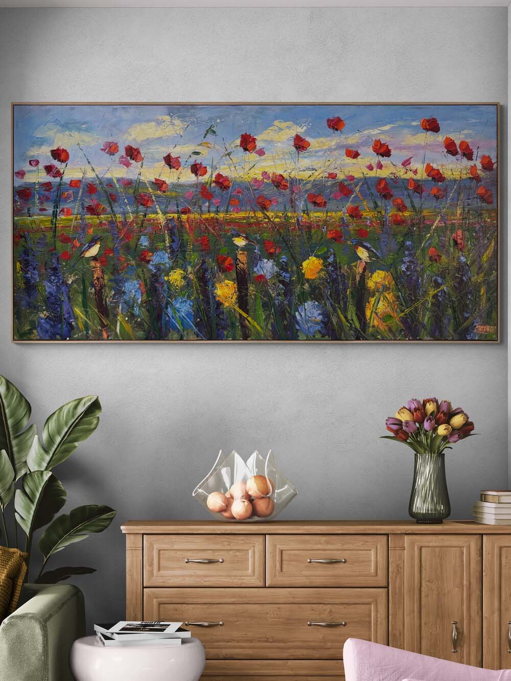 Göğe Açılan Kır Yağlı Boya Tablosu