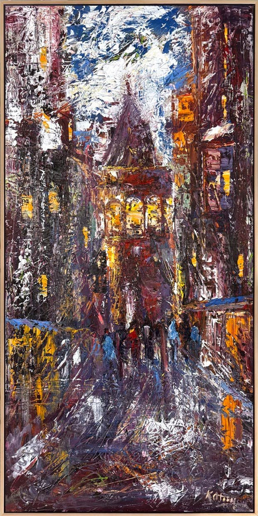 Şehrin Arasında Galata Yağlı Boya Tablosu