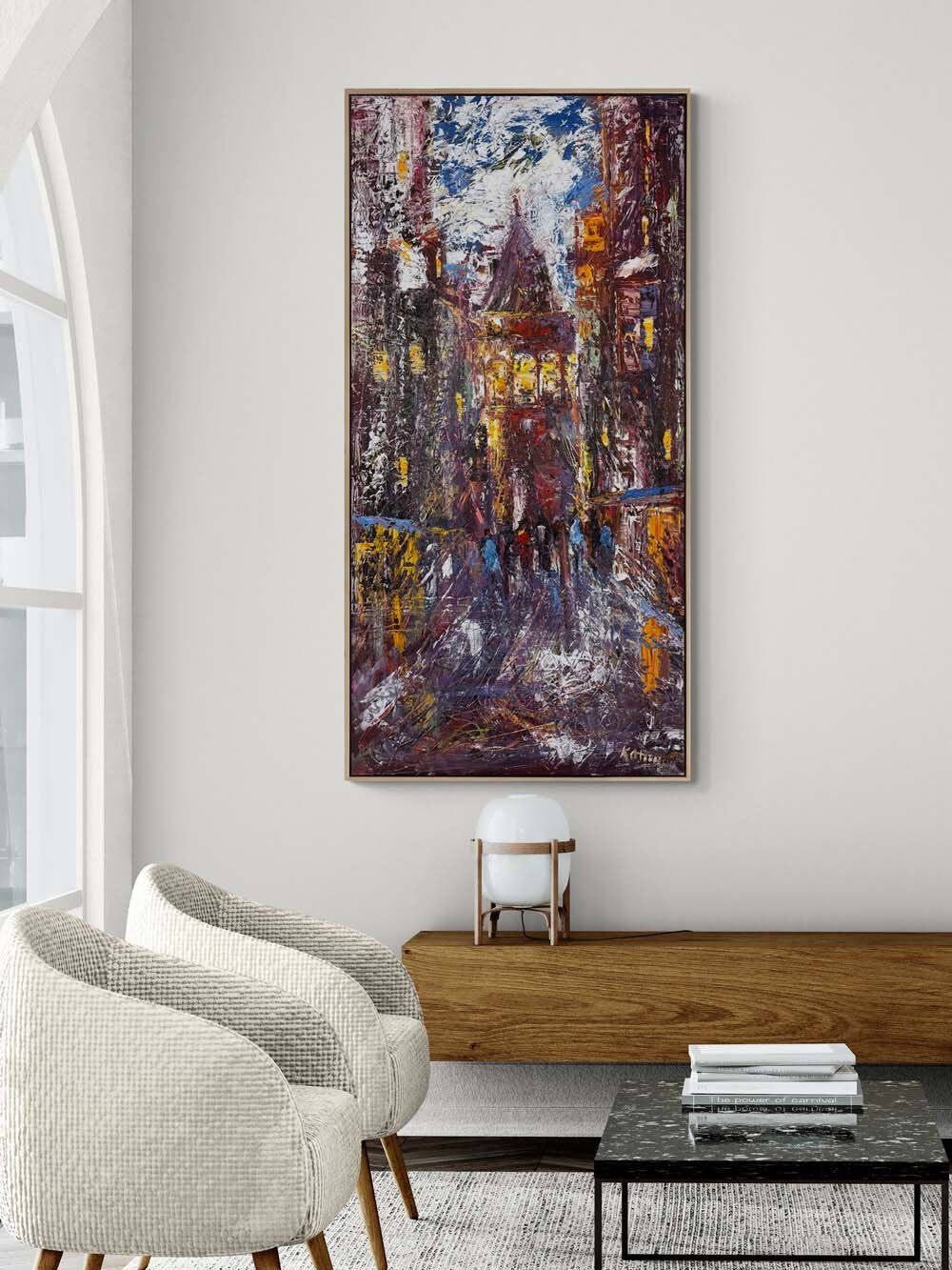 Şehrin Arasında Galata Yağlı Boya Tablosu