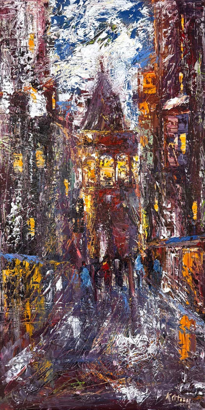 Şehrin Arasında Galata Yağlı Boya Tablosu