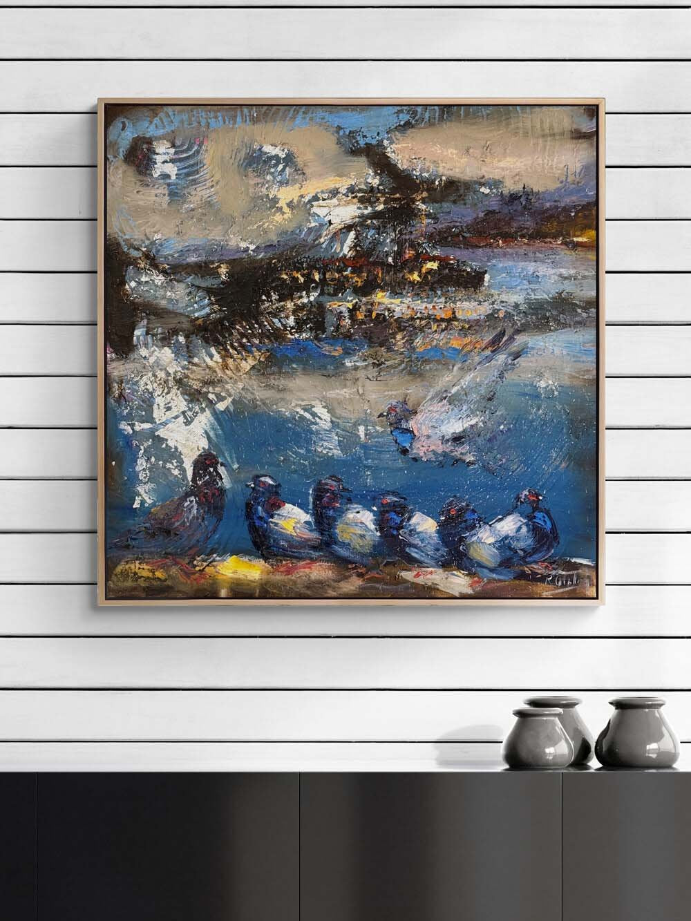 Hayallerde Güvercinler Yağlı Boya Tablosu