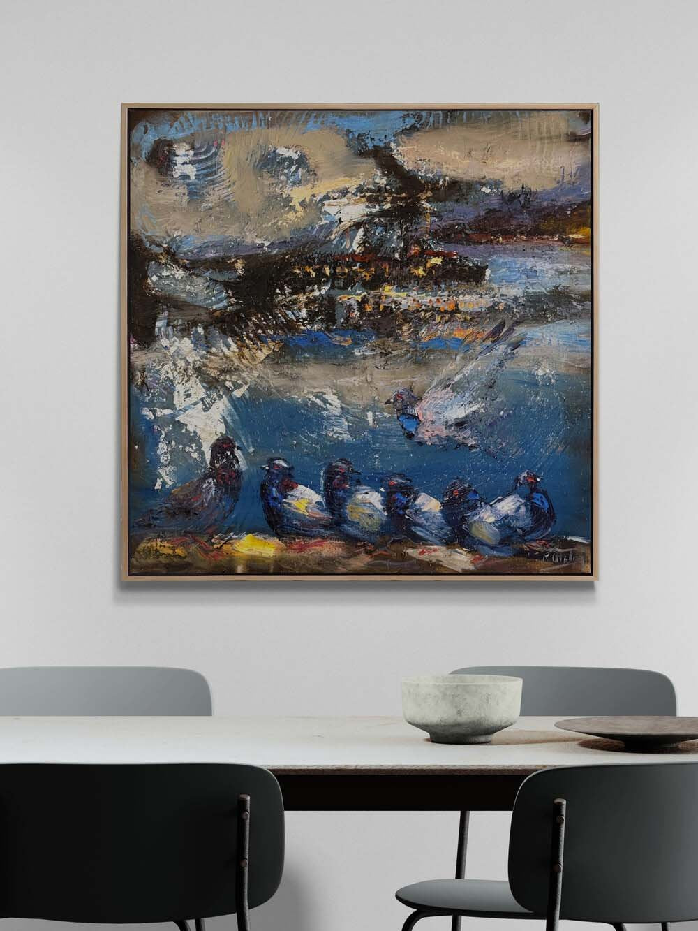 Hayallerde Güvercinler Yağlı Boya Tablosu