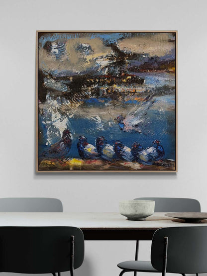 Hayallerde Güvercinler Yağlı Boya Tablosu