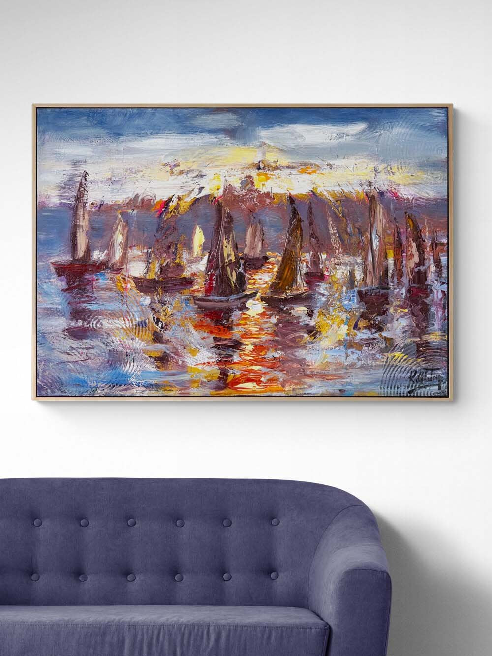 Yelkenlerin Ardında Yağlı Boya Tablosu