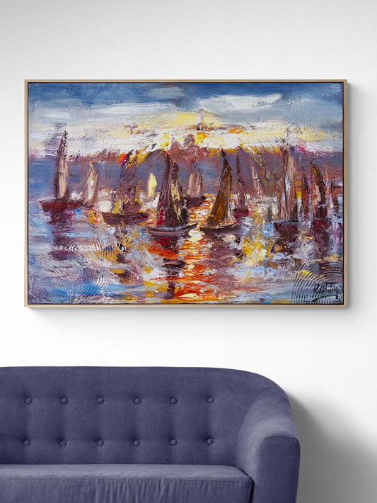 Yelkenlerin Ardında Yağlı Boya Tablosu