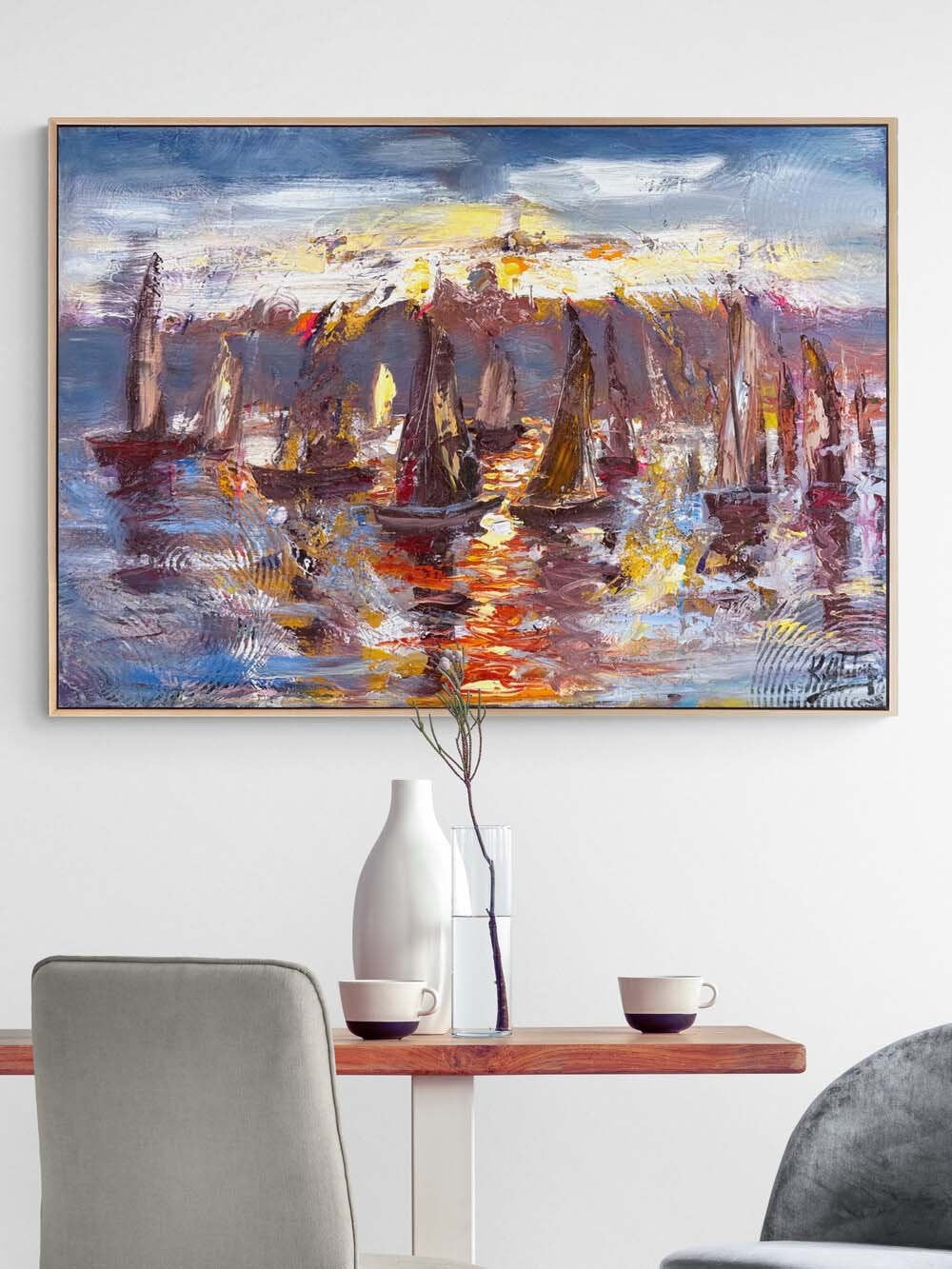 Yelkenlerin Ardında Yağlı Boya Tablosu