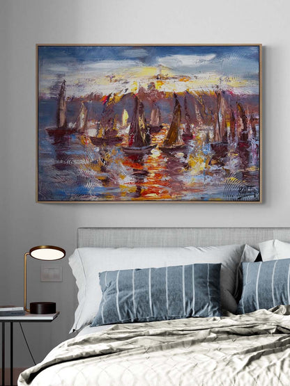 Yelkenlerin Ardında Yağlı Boya Tablosu