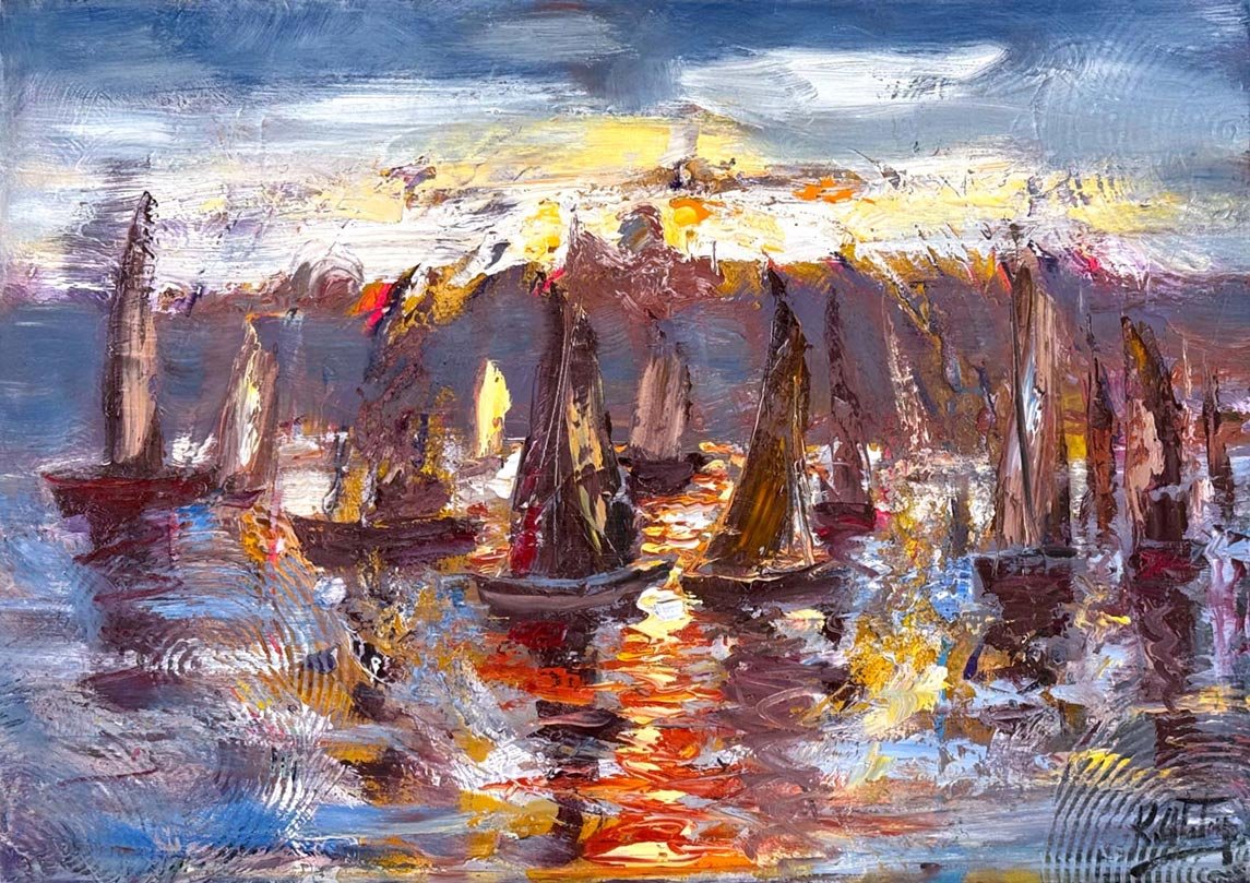 Yelkenlerin Ardında Yağlı Boya Tablosu