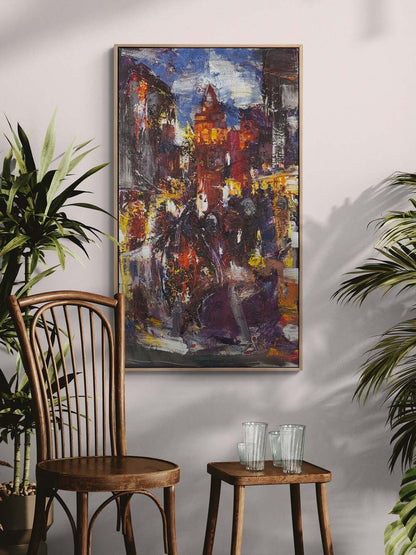 Galata'da Akşam Yansımaları Yağlı Boya Tablosu