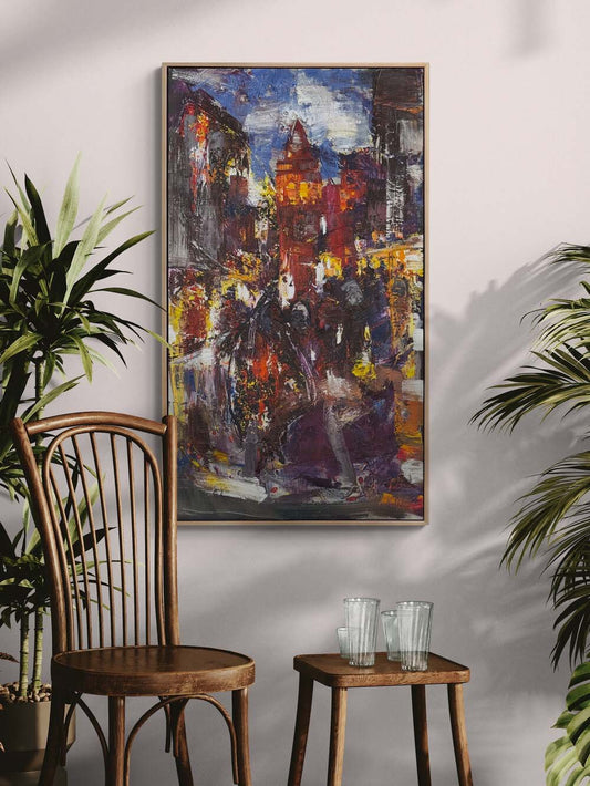 Galata'da Akşam Yansımaları Yağlı Boya Tablosu