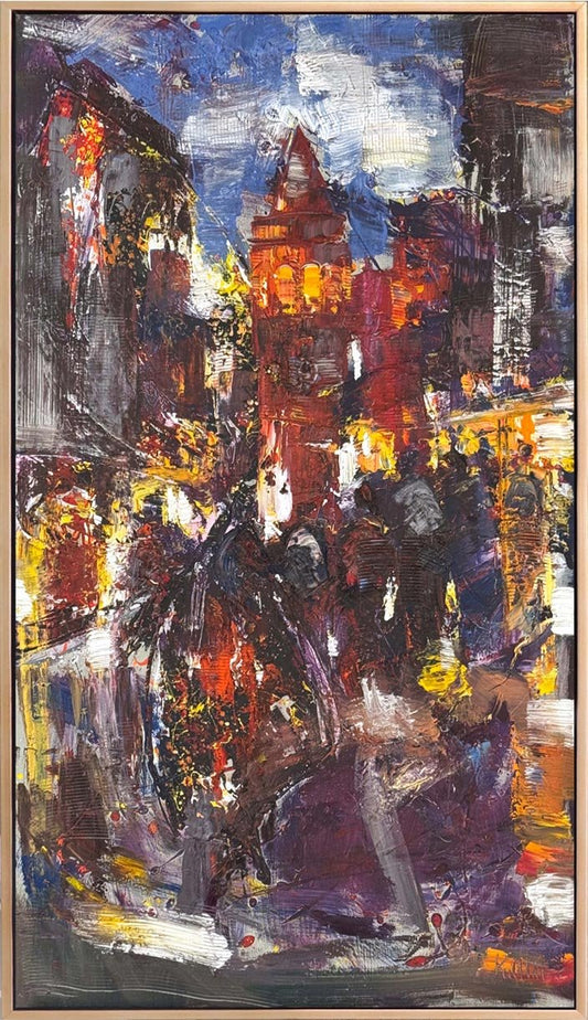 Galata'da Akşam Yansımaları Yağlı Boya Tablosu