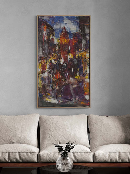 Galata'da Akşam Yansımaları Yağlı Boya Tablosu