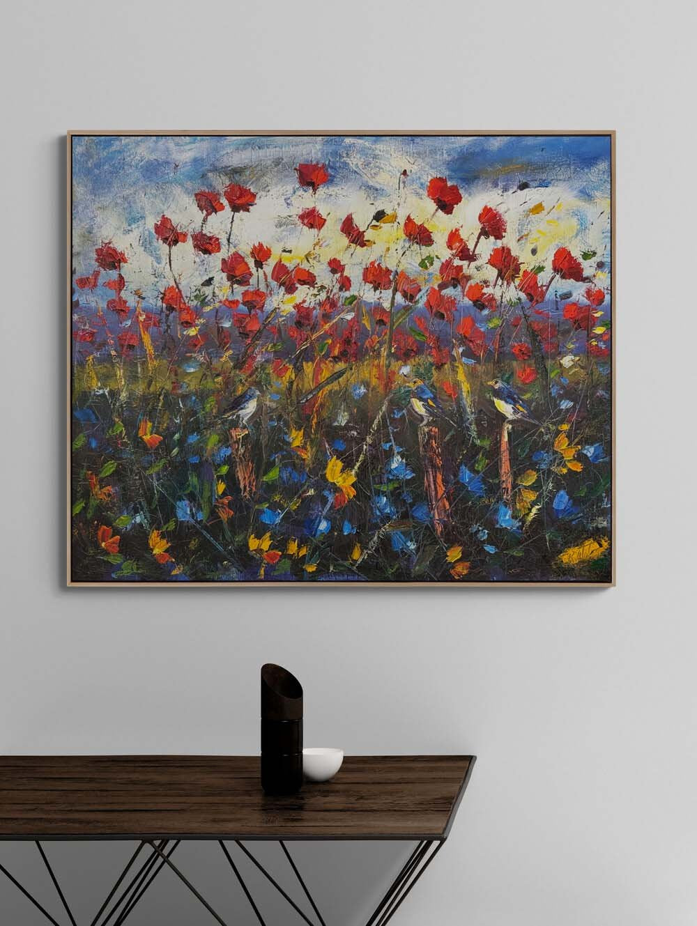 Dağ Eteğinde Gelincikler Yağlı Boya Tablosu