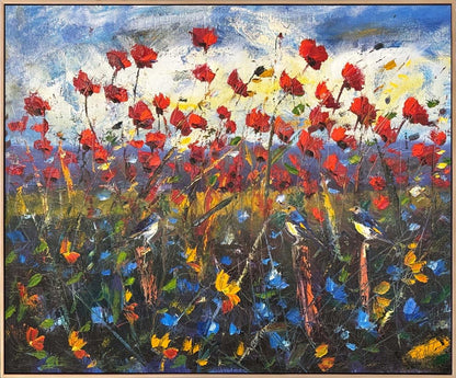 Dağ Eteğinde Gelincikler Yağlı Boya Tablosu