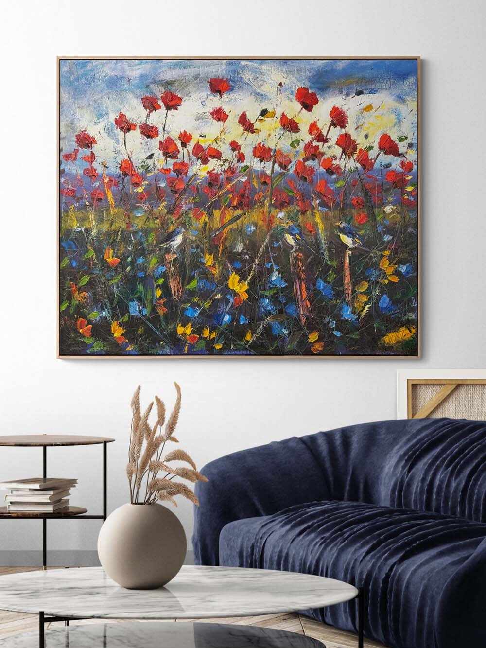 Dağ Eteğinde Gelincikler Yağlı Boya Tablosu