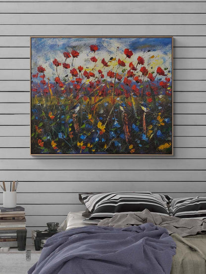 Dağ Eteğinde Gelincikler Yağlı Boya Tablosu