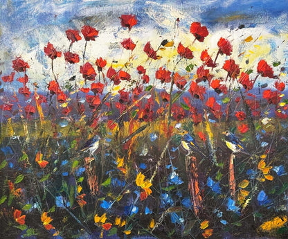 Dağ Eteğinde Gelincikler Yağlı Boya Tablosu