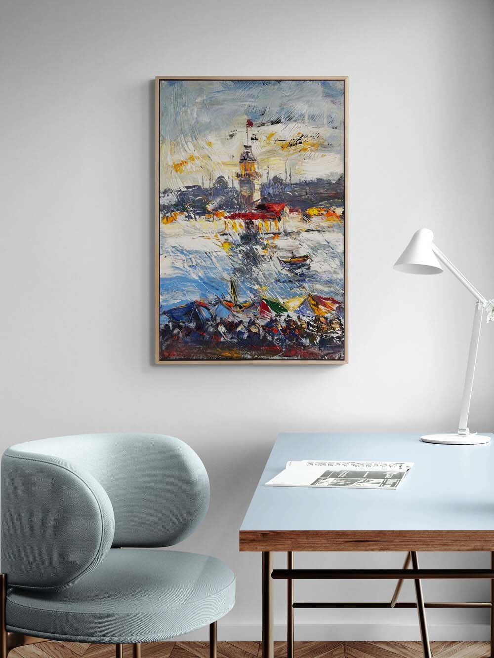 Hatıralarla Kız Kulesi Yağlı Boya Tablosu