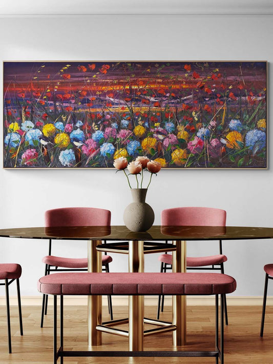 Göğe Bakan Çiçekler Yağlı Boya Tablosu