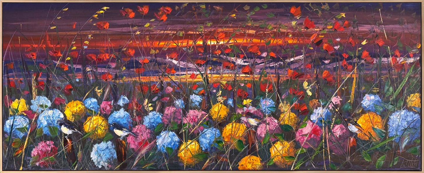 Göğe Bakan Çiçekler Yağlı Boya Tablosu