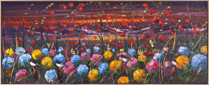 Göğe Bakan Çiçekler Yağlı Boya Tablosu