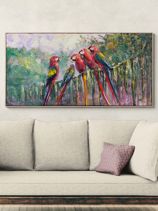 Papağanların Şarkısı Yağlı Boya Tablosu