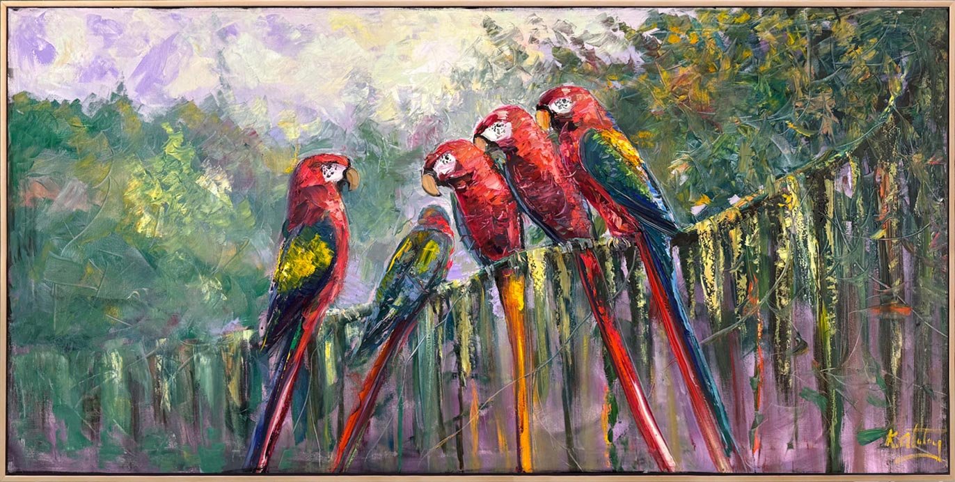 Papağanların Şarkısı Yağlı Boya Tablosu