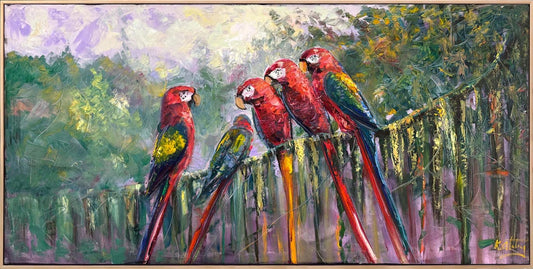 Papağanların Şarkısı Yağlı Boya Tablosu